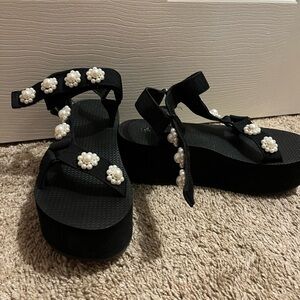 Target Black Pearl-Embellished Platform Sandals